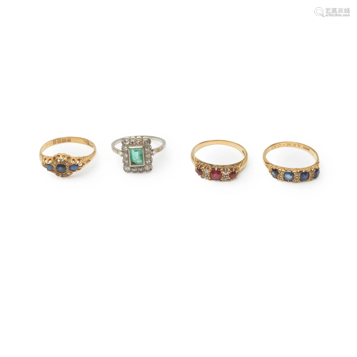 A collection of four gem-set rings