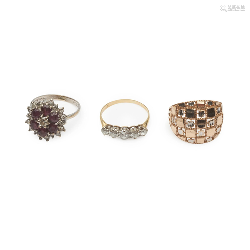 Three gem-set rings