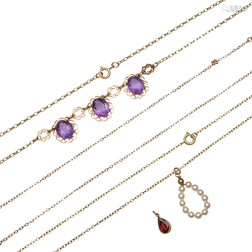 A 9ct gold amethyst necklace