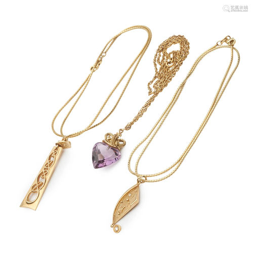 Two 9ct gold necklaces, by Ola Gorrie