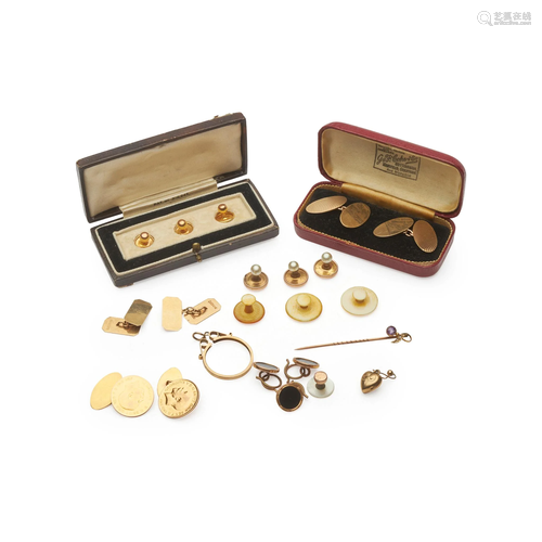 A collection of gentleman's cufflinks and studs