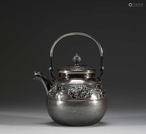 Japan, pure silver teapot