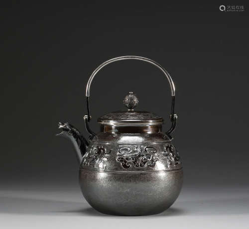 Japan, pure silver teapot