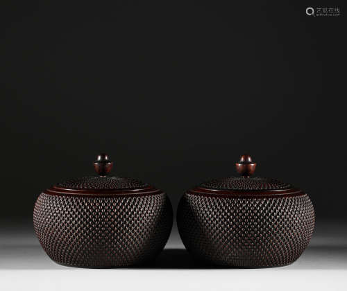 Red sandalwood go pot in Qing Dynasty