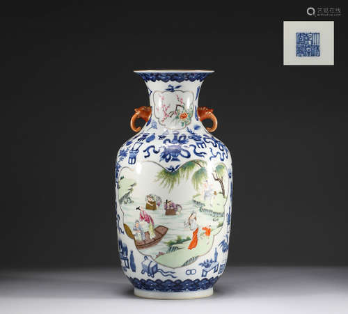 Qing Dynasty, pastel character story bottle