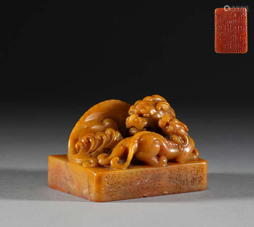 In the Qing Dynasty, Tian Huangshi animal button seal