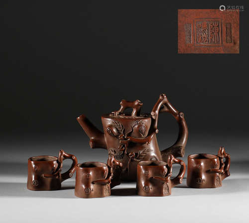 A group of purple clay pots in the Qing Dynasty