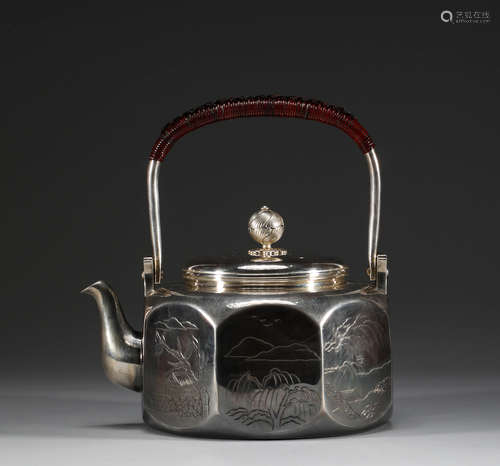 Japan, pure silver teapot