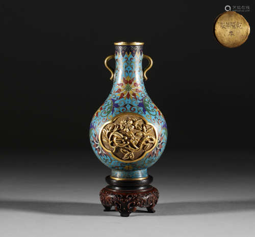 Qing Dynasty, copper Cloisonne bottle