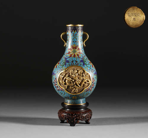 Qing Dynasty, copper Cloisonne bottle
