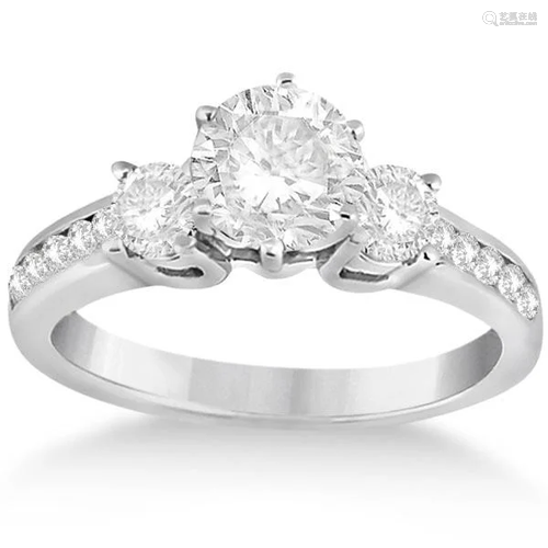 Three-Stone Diamond Engagement Ring with Sidestones in