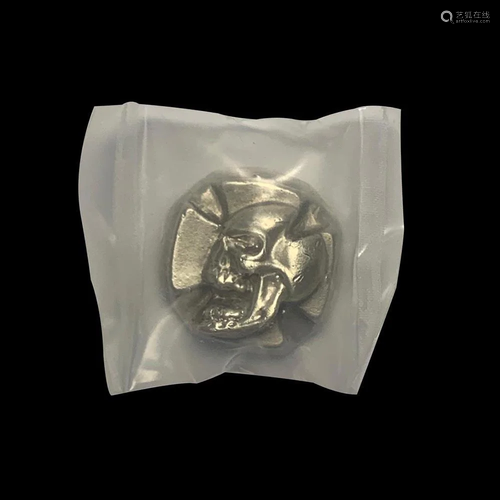 3 oz Silver Iron Skull on Cross Bison Bullion