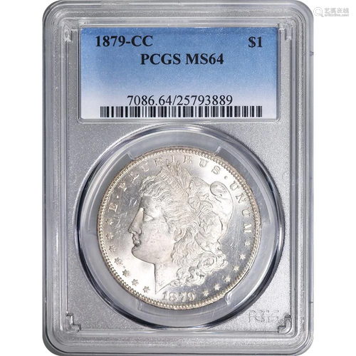 Certified Morgan Silver Dollar 1879-CC MS64 PCGS