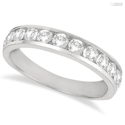 Channel-Set Diamond Anniversary Ring Band 14k White Gol