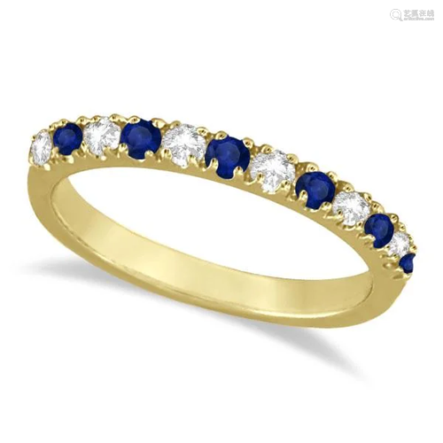 Diamond and Blue Sapphire Ring Anniversary Band 14k …