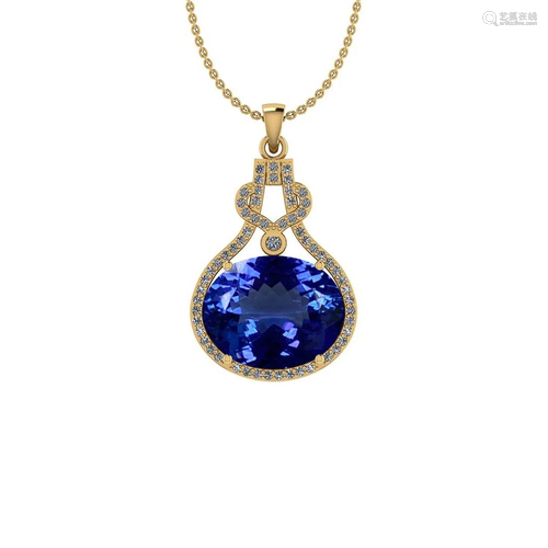 Certified 8.62 Ctw VS/SI1 Tanzanite And Diamond 14K Yel