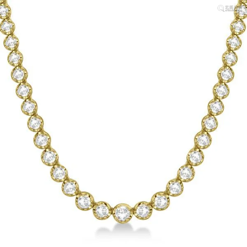 Eternity Diamond Tennis Necklace 14k Yellow Gold (10.35