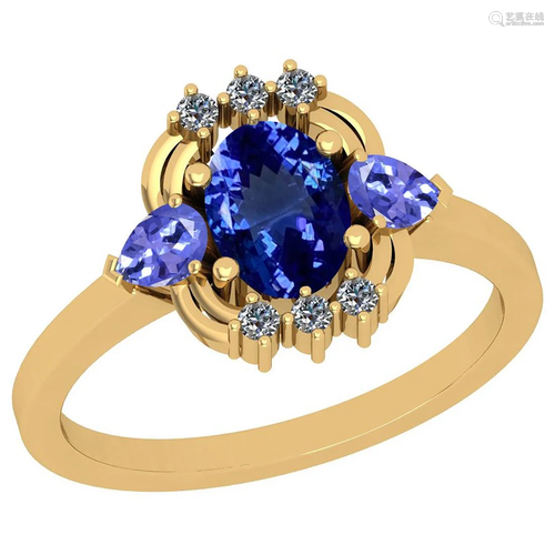 Certified 2.08 Ctw VS/SI1 Tanzanite And Diamond 14K Yel