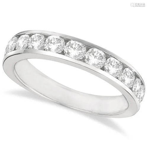 Channel-Set Round Diamond Ring Band 14k White Gold …