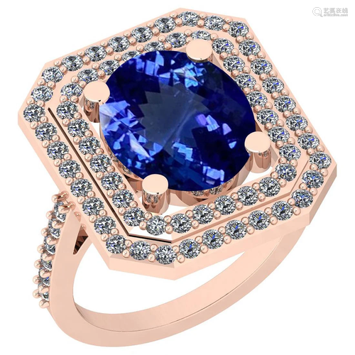 5.47 Ctw VS/SI1 Tanzanite And Diamond 14K Rose Go…