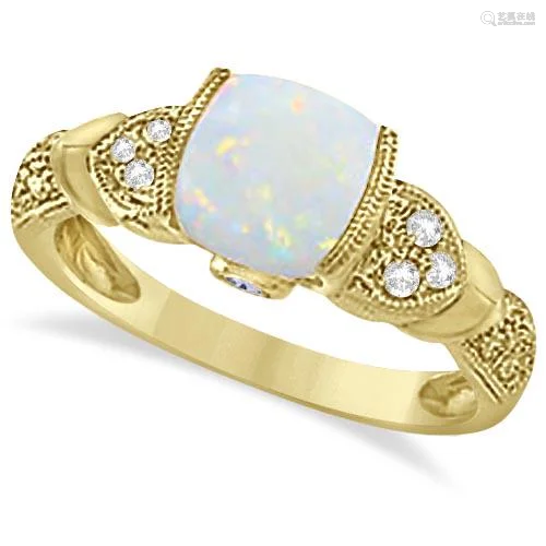 Tanzanite, Diamond and Opal Ring 14k Yellow Gold 1.10ct