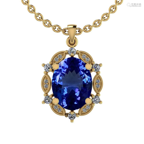 5.02 Ctw VS/SI1 Tanzanite And Diamond 14K Yellow …