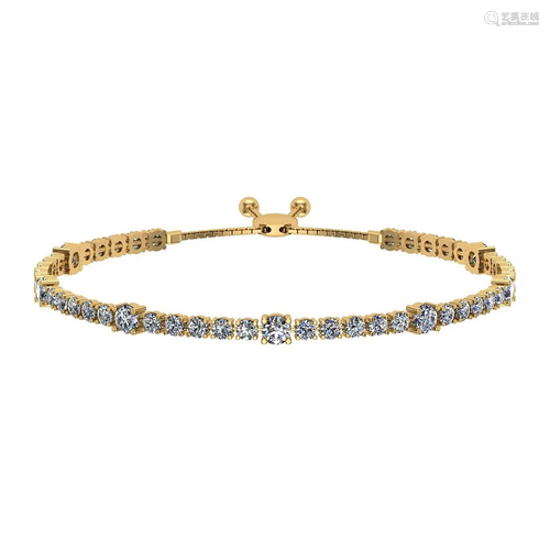 1.64 Ctw SI2/I1 Diamond 14K Yellow Gold Slide Bracelet