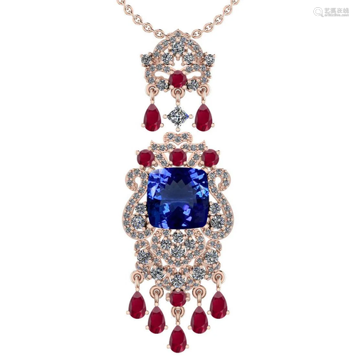 Certified 11.78 Ctw VS/SI1 Tanzanite,RUBY And Diamond 1