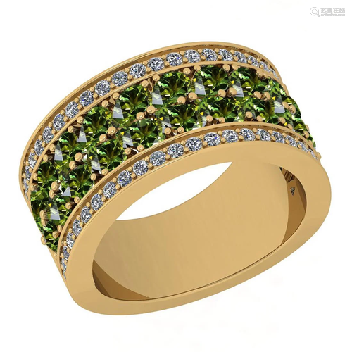 Certified 5.12 Ctw I2/I3 Green Sapphire And Diamond 10K