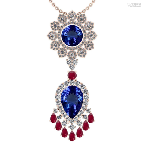 Certified 15.49 Ctw VS/SI1 Tanzanite,RUBY And Diamond 1