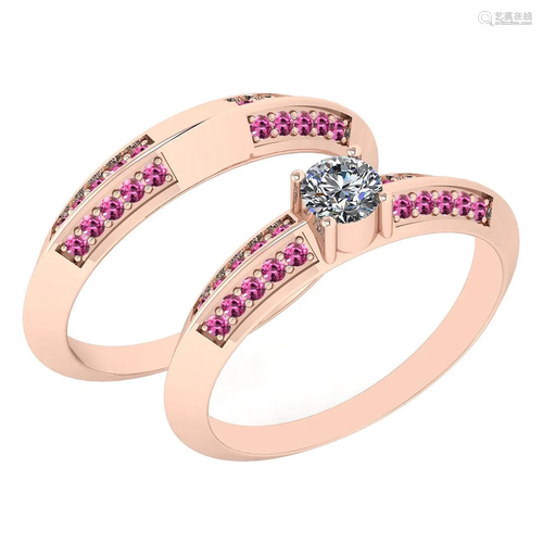 Certified 0.81 Ctw I2/I3 Pink Sapphire And Diamond 14K