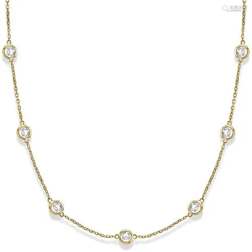 Station Bezel-Set Necklace in 14k Yellow Gold (3.00ct)