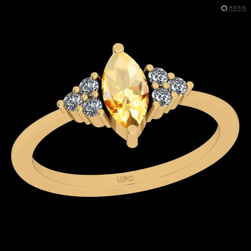 Certified 0.71 Ctw I2/I3 Citrine And Diamond 10K Yellow