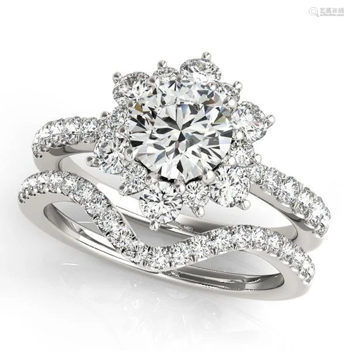 Certified 1.25 Ctw SI2/I1 Diamond 14K White Gold Weddin