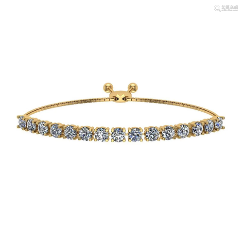 0.67 Ctw SI2/I1 Diamond 14K Yellow Gold Slide Bracelet