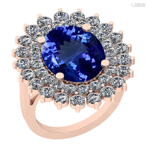 Certified 7.10 Ctw VS/SI1 Tanzanite And Diamond 14K …