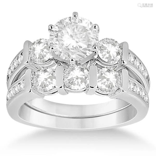 Channel and Bar-Set 3-Stone Diamond Bridal Set 18k Whit