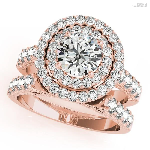 Certified 1.90 Ctw SI2/I1 Diamond 14K Rose Gold Engagem