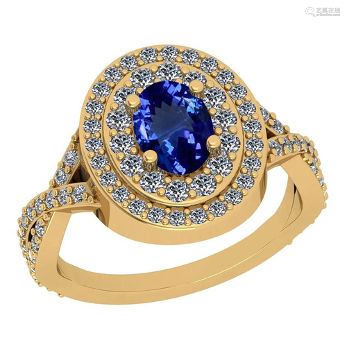 Certified 2.67 Ctw VS/SI1 Tanzanite And Diamond 14K Yel