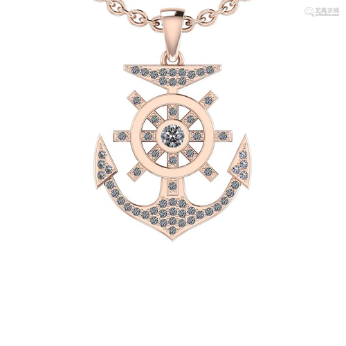 Certified 0.46 Ctw SI2/I1 Diamond 14K Rose Gold Necklac