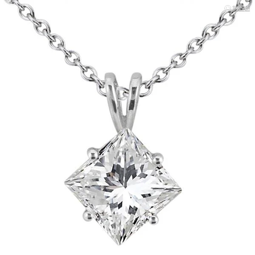 1.00ctw. Princess-Cut Diamond Solitaire Pendant in 18k