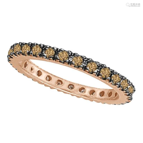 Champagne Diamond Eternity Ring Band in 14k Rose Gold 0