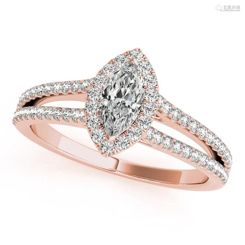 Certified 0.70 Ctw SI2/I1 Diamond 14K Rose Gold Anniver