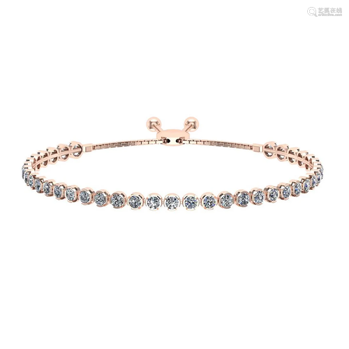 1.12 Ctw SI2/I1 Diamond 14K Rose Gold Slide Bracelet