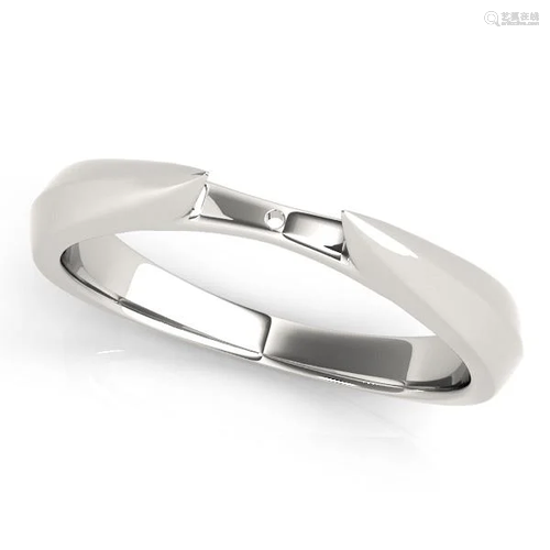 Certified 14K White Gold Wedding Style Mens Plain Band