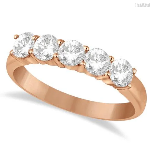 Five Stone Diamond Ring Anniversary Band 14k Rose Gold