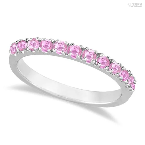 Pink Sapphire Stackable Band Ring Guard in 14k White Go