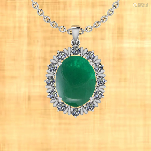 Certified 7.88 Ctw Emerald And Diamond I1/I2 14K White