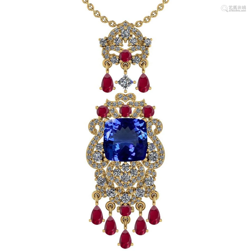 Certified 11.78 Ctw VS/SI1 Tanzanite,RUBY And Diamond 1