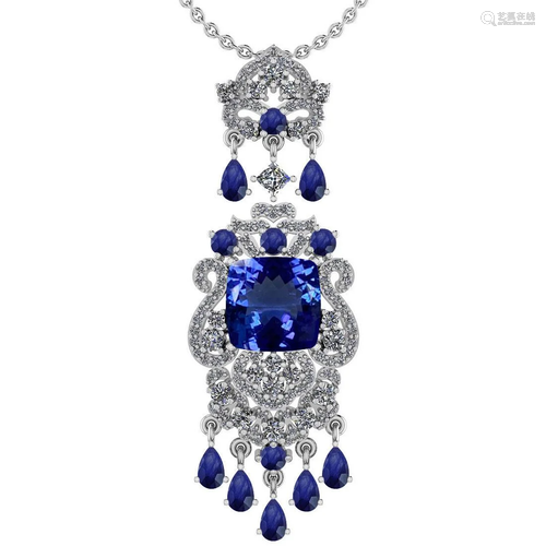 Certified 11.78 Ctw VS/SI1 Tanzanite,Blue Sapphire And